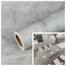 1 Cuộn Giấy Dán Tường Tự Dẹp Màu Xám Nhạt, Vân Xi măng, Giấy Dán Tường Tự Dẹp Cho Phòng Khách & Nhà Bếp 15.7inX39.3/118.1/196.8in - B - Xem 2
