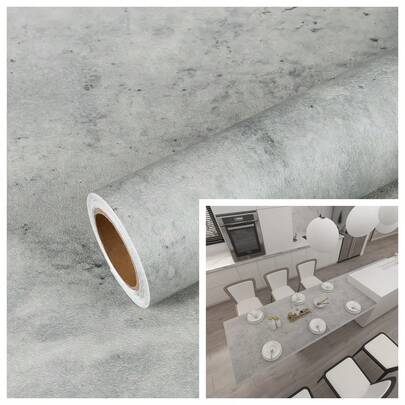 1 Roll Light Grey Concrete Peel And Stick Wallpaper, Cement Texture Self-Adhesive Wall Sticker For Living Room & Kitchen15.7inX39.3/118.1/196.8in