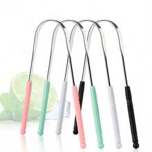 Reusable Stainless Steel Tongue Scraper With Comfortable Handle, Designed For Oral Hygiene, Oral Cleaning Tool - Multicolor - View 8