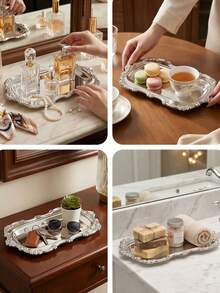 Khay inox vintage chống gỉ viền hoa thẩm mỹ, đĩa lưu trữ trang trí cầu kỳ cho nữ, khay đựng mỹ phẩm chống nước, hộp trưng bày nước hoa bàn trang điểm, hộp lưu trữ du lịch, vật dụng trang trí phòng nhà, đồ cưới, tiệc và bếp - Nhiều màu - Xem 6