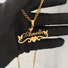 1 pieza Collar con nombre personalizable de varios estilos, collar con placa con nombre personalizado con corazón y mariposa, collar con colgante desmontable de acero inoxidable, regalo de joyería de moda para mujeres, cumpleaños, vacaciones, unisex, regalo personalizado, pareja, Día de la Madre, Día del Padre - Multicolor - Ver 8