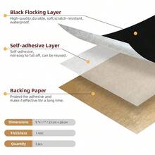 5PCS Self Adhesive Felt Sheet - Black Felt Sheets With Adhesive Backing Drawer/Jewelry Box Liner (9x 11) - 9"W X 11"L / 5 Pieces + Black - View 2