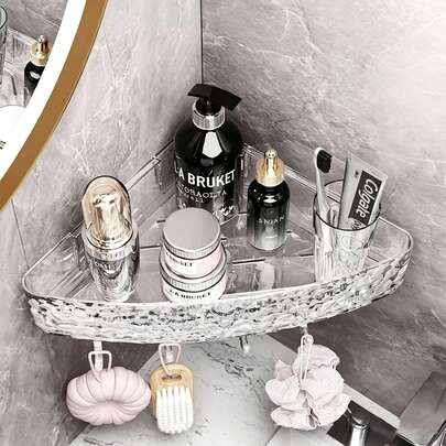 Glacier Pattern Adhesive Shelf - Triangle & Rectangle Wall Mounted No Drill Bathroom Organizer