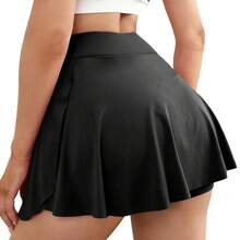 Falda deportiva de secado rápido con bolsillo para mujer, faldas de tenis para gimnasio, baile, entrenamiento, ciclismo, pantalones cortos de Fitness, falda para correr de cintura alta - Negro - Ver 3