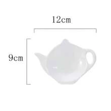 4 soportes de cerámica para bolsitas de té con forma de tetera posavasos personalizados para bolsa de té platillos y bandeja de platos para bolsa de té reposo de cucharas color blanco - Blanco - Ver 7