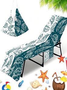 1件套羽毛图案沙滩椅套毛巾套装 - 现代风格涤纶面料泳池躺椅套，带便捷口袋 - 轻便速干毛巾，游泳、露营、野餐必备 - 彩色 - 查看 12