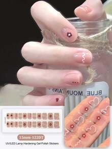 20pcs Semi-Cured Gel Nail Stickers, Durable Salon-Grade Nail Stickers, Easy To Apply And Remove, Requires UV Lamp Curing - Baby Pink - View 8