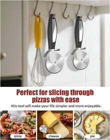 Premium Pizza Cutter, Multi-Purpose Stainless Steel Pizza Cutter Wheel With Non-Slip Soft Touch Handle, Perfect For Cutting Pizza, Dough And Pastry, Dishwasher - Silver - View 6