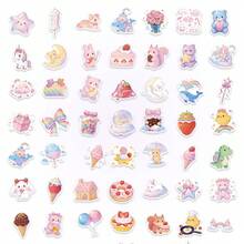 56 piezas de pegatinas lindas y de dibujos animados en estilo pastel Kawaii, calcomanías de unicornio mágico, oso, conejo, postre dulce y cuento de hadas, para papelería, scrapbooking, cuadernos y decoración DIY para niños - Multicolor - Ver 10