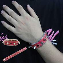 1 Piece Solid Color Leopard Print Rhinestone Studded Bracelet Y2K Gothic Exaggerated Punk Bangle - Rắn xanh - Xem 11