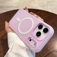 Compatible With IPhone17 Pro Max, 16, 15, 14, 13, 12, 11 Pro Max Plus, As Well As Galaxy S26, S25, S24, S23, S22 Ultra, Plus, FE, Edge, A56, A35, A26 Macaron Color Dual-Layer Magnetic PC Phone Case, Matte Shockproof With Wireless Charging Function - Màu tím - Xem 2