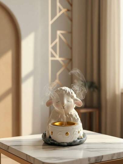1pc Cute Sheep Shaped Resin Aroma Diffuser, Home Decor, Indoor Incense Burner, Suitable For Eid Al-Adha/Ramadan Gatherings, Also Can Be Used For Holiday Decoration, Yoga Studio Decor And Aromatherapy. Also Can Be Used As A Back-To-School Gift, Souvenir, Holiday Gift Or Living Room Decor.