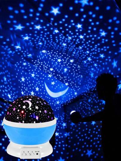 1pc Halloween Gift, Dreamy Colorful Rotating Starry Sky Projection Lamp, USB & Battery Powered Dual Use, Suitable For Christmas Night Light, Kids Bedroom Decor, Holiday Atmosphere Light, LED Romantic Starry Sky Moon Projector