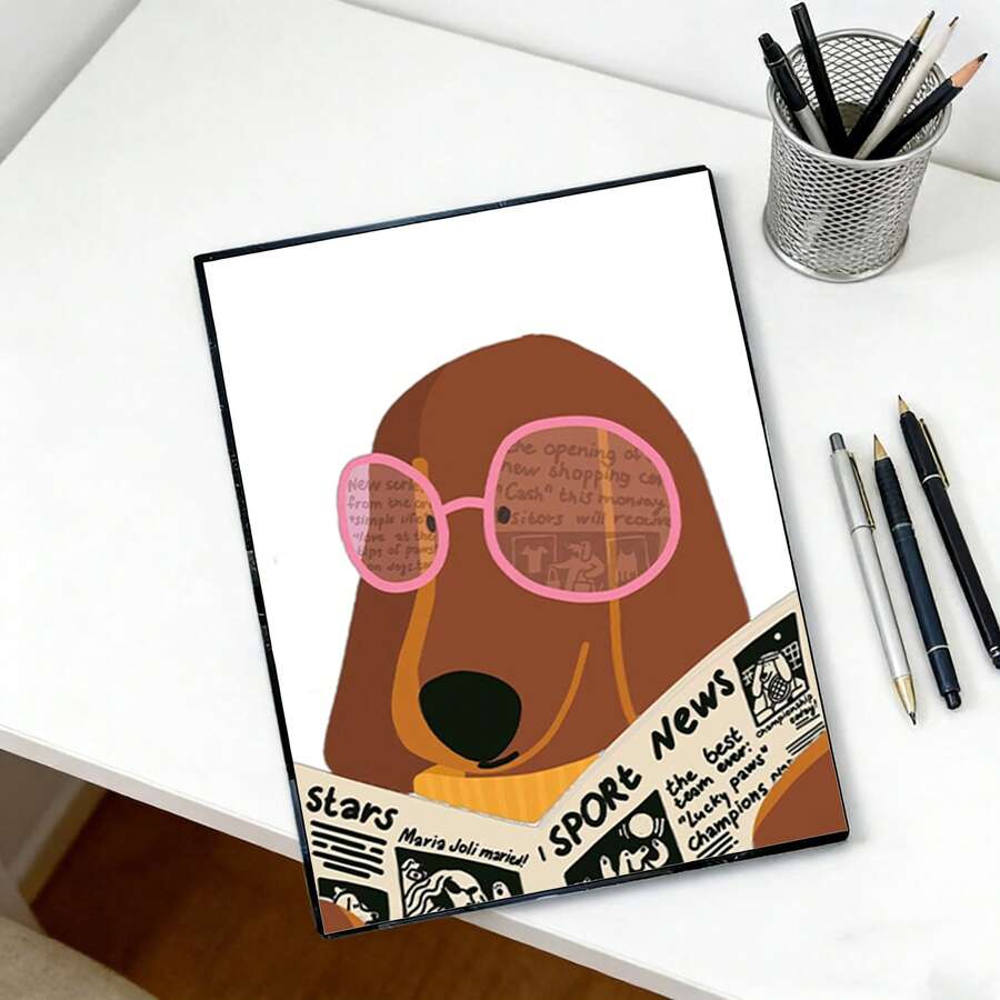 Kawaii Dachshund Dog A5 Hardcover Notebook - Black - View 1