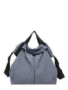 Túi xách cỡ lớn bằng nylon màu xanh rêu, thiết kế nhún bèo, dây đeo điều chỉnh được | Chống nước, nhẹ | Dùng đi làm/đi làm/du lịch | Túi thường ngày - Nhiều màu - Xem 16