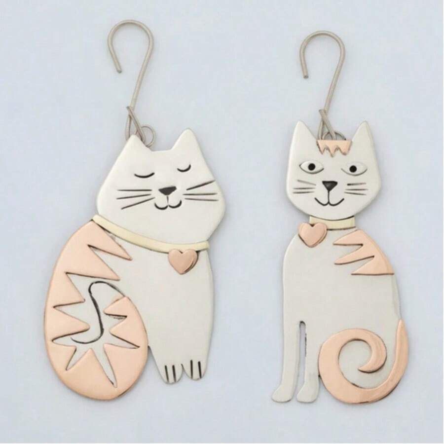 1对可爱猫咪吊坠耳环,卡通学院风百搭日常及节日礼物耳环,女士款 - 彩色 - 查看 1