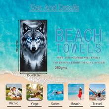 1pc Wolf & Forest Beach Towel, Ultra-Soft Microfiber Extra Large Beach Blanket, Super Absorbent Bath Towel, Suitable For Travel, Swimming Pool, Diving, Surfing, Yoga, Camping, Available In Multiple Sizes, Beach Accessories For Beach, Pool, Travel, Camping, Yoga - Wolf - View 15
