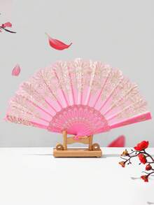 1pc Classical European Style Single Flower Folding Dance Fan. Suitable For Dancing, TV Props, Home Use, And Outdoor,Festival,Accessories - Multicolor - View 5