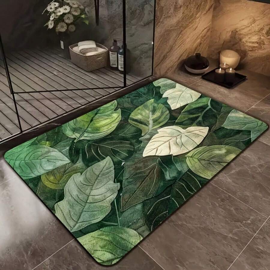 1 buah Keset Kamar Mandi Silika Gel Motif Daun Hutan Hujan, Karpet Kamar Mandi Minimalis Modern, Mudah Dibersihkan, Keset Lantai Kamar Mandi Silika Gel Lembut Penyerap Air, Karpet Kecil, Karpet, Keset, Dekorasi Rumah, Karpet Area, Keset Luar Ruangan, Karpet Kamar Tidur, Karpet yang Dapat Dicuci - MultiWarna - View 1