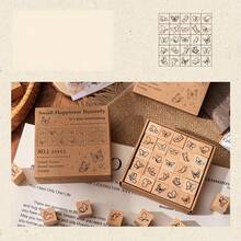 25pcs/Box Vintage Wooden Stamp Set, Suitable For Making Diaries, Photo Albums And Handicrafts. Unique And Highly Personalized. 4 Styles Available, Great For School Supplies And Students. - Wooden Seal - View 10