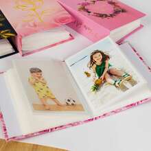 1pc - New Pink Floral 4R 6-Inch Photo Album, 100 Pages, Acid-Free Inner Pages, Foil Stamping, Family Wedding Memory Book, Romantic Rose Print Album, Hard Cover Large Capacity Photo Storage, Couple Gift - Multicolor - View 5
