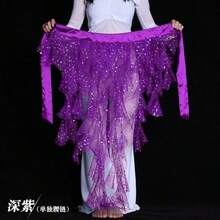女士连体肚皮舞臀巾腰带裙，带系带流苏下摆波浪裙 - 彩色 - 查看 10