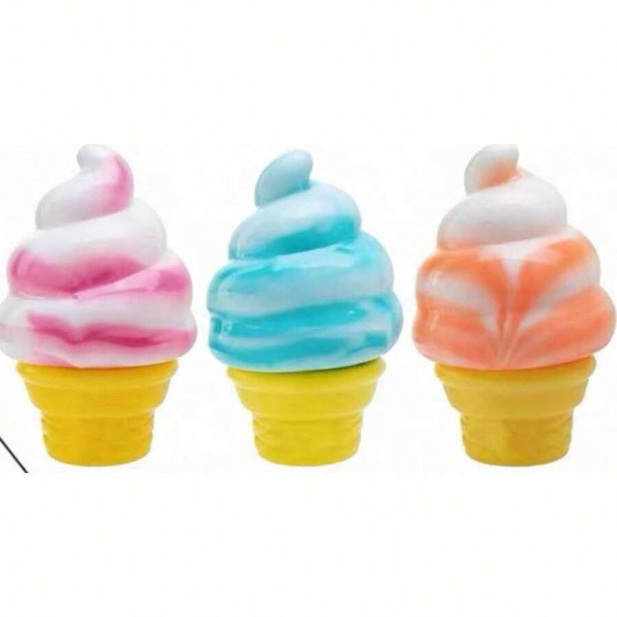 Cute Mini Dippin Dazzler Squeeze Toy, Ice Cream Shaped Slow Rebound Sensory Fidget Toy, Soft TPR Decompression Hand Toy, Novelty Leisure Decor & Premium Holiday Gift For Daily Relax - 顏色隨機冰淇淋一個 - 查看 1