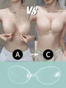 Strapless Sticky Bra |       Invisible Push-Up Adhesive Bra With Strong Hold |       Washable Silicone Backless Bra For Swimwear, Bikinis, Running & All-Day Wear - Clear - View 1