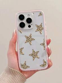 1個粉色豹紋星形圖案極簡防震TPU手機殼，適用於Apple 17, 16, 15, 14, 13, 12, 11 Pro Max, Air - 彩色 - 查看 5