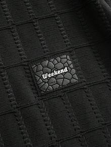 Men's Short Casual Fashion Shirt, Textured Knit Fabric, Boxy Short Sleeve Shirt For Summer - Black - View 6