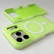 Compatible With IPhone17 Pro Max, 16, 15, 14, 13, 12, 11 Pro Max Plus, As Well As Galaxy S26, S25, S24, S23, S22 Ultra, Plus, FE, Edge, A56, A35, A26 Macaron Color Dual-Layer Magnetic PC Phone Case, Matte Shockproof With Wireless Charging Function - 綠色 - 查看 1
