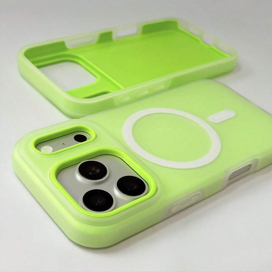 Compatible With IPhone17 Pro Max, 16, 15, 14, 13, 12, 11 Pro Max Plus, As Well As Galaxy S26, S25, S24, S23, S22 Ultra, Plus, FE, Edge, A56, A35, A26 Macaron Color Dual-Layer Magnetic PC Phone Case, Matte Shockproof With Wireless Charging Function - 綠色 - 查看 1