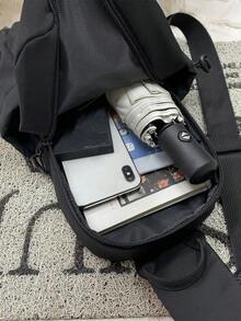 Fashionable Minimalist Crossbody Bag, Nylon Material, Solid Color, Casual Men's Chest Bag, College Backpack, Essential Summer, Dad's Essential, New Student Multi-Function Dorm College Shoulder Bag, Wallet, Side Bag, Belt, Student New Life Essential, Men's Essential Wallet, Graduation Essential Small Bag, Men's Shoulder Bag, Men's Hiking Travel Accessory, Waist Bag Phone Bag, Thigh Bag, Camping, Holiday Essential, Camping AG1R - 黑色 - 查看 1