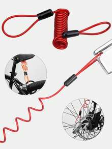 1,5 m Cable de recordatorio en espiral adecuado para frenos de disco de bicicleta/motocicleta, hecho de alambre de acero recubierto de PVC, recordatorio visual y táctil para evitar olvidar desbloquear, también se puede usar para asegurar cascos y equipos pequeños, cuerda antirrobo, accesorio indicador de bloqueo de freno de disco - Cuerda de recordatorio - Ver 8