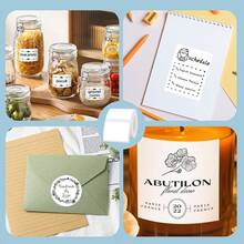 5 Rolls Multi-Size White Self-Adhesive Thermal Label Stickers, Compatible With P50/M110/M120/M200/M220/B3S/L7 Portable Label Printers, For Jar Food Storage, Price Tags, Gift Wrapping - View 5