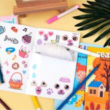 1 Libro de pegatinas para colorear, Dibujos animados Doodle Painting, Educativo y Divertido, Adecuado para actividades temáticas de fiestas de vacaciones Pegatinas Suministros para scrapbooking - multicolor - Ver 7