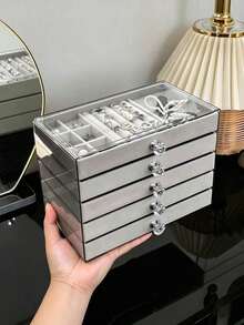 5-Layer Transparent Acrylic Jewelry Box, Large Capacity Jewelry Storage Box, Drawer Style Jewelry Display Box, Suitable For Earrings, Rings, Bracelets, Necklaces, Bracelets, Ideal Choice For Home Jewelry Organization And Storage. - MultiWarna - View 1
