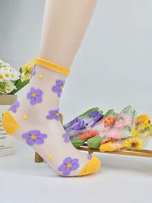 Thin Silk Stockings, Transparent Crystal Socks For Women, Breathable Mid-Calf Socks For Spring, Summer And Autumn - Multicolor - View 10
