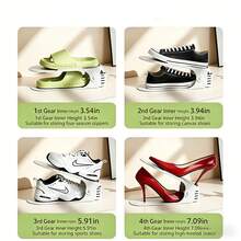 20 Sets White Adjustable Shoe Organizer With Anti-Slip Particles, 4 Levels For Different Shoes, Space-Saving Home Storage, Great Mother's Day Gift - 查看 2