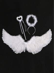 1/3 Sets Natural White Feather Angel Wings, Costume Props Suitable For Photography, Stage Performance, Cosplay,Halloween - White - View 3
