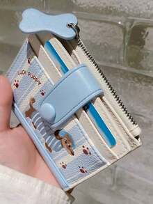 Galaxy 女孩钱包，超薄 RFID 防盗刷狗狗钱包，可爱 PU 皮革三合一卡包 - 彩色 - 查看 7