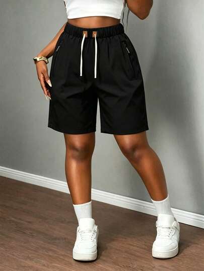 Shorts deportivos para mujer, diseño con estampado integral de moda, adecuados para correr a diario, ejercicio casual, cintura con cordón, pantalones cortos de verano transpirables