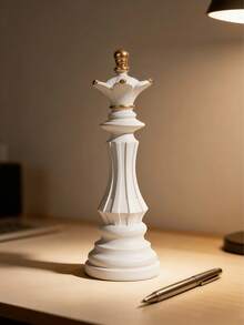 Elegant White Chess Queen Decorative Sculpture, Modern Minimalist Bookshelf Display, Fashionable Desktop Decor, Suitable For Living Room, Bedroom, Office, Art Statement Piece, Ideal For Chess Enthusiasts And Home Decor Lovers, High-Quality Accent For Modern Home Decor - A - View 7