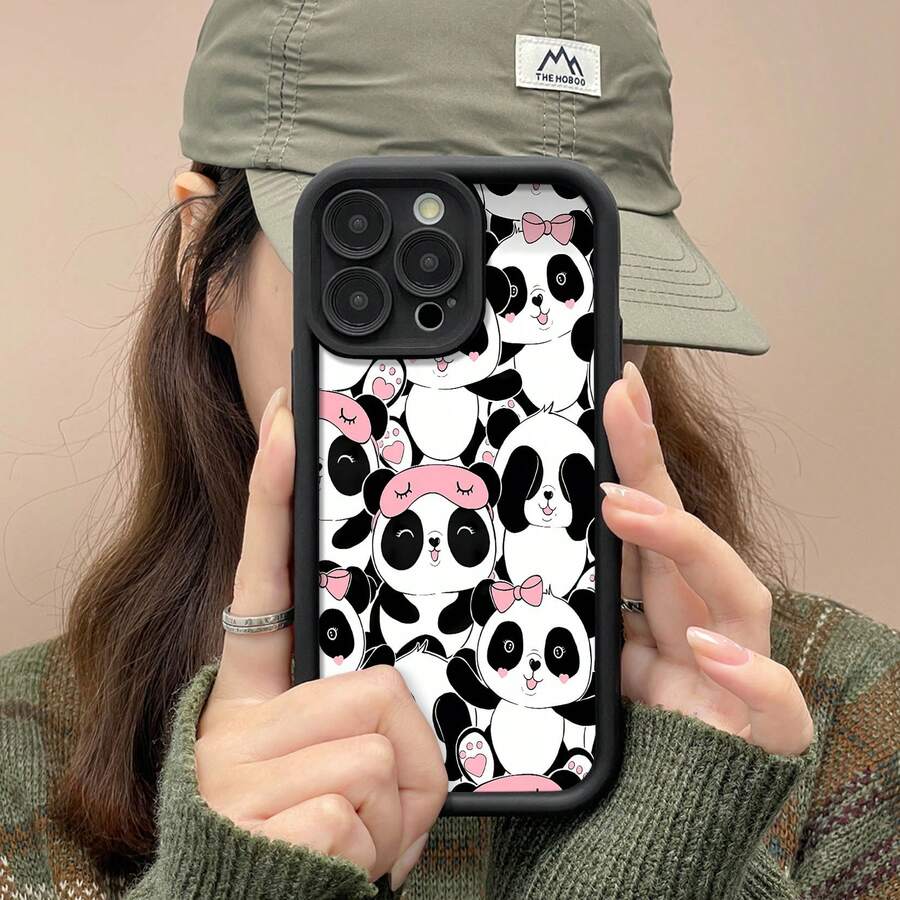 Funda para móvil con estampado de gafas de sol de panda, compatible con Samsung, Apple, VIVO, OPPO, , , y Honor. Fabricada en TPU, ofrece protección contra golpes y caídas. Un regalo ideal para amigos y familiares. - Negro - Ver 1