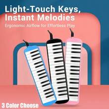Melódica de 32 Teclas Teclado de Instrumento Melodico de 32 Teclas Instrumentos Musicales para Principiantes con Bolsa de Transporte 1 Tubos Largos Suaves y Boquilla - Azul - Ver 6