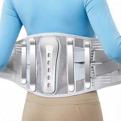 男女通用腰部支撑带，配有 5 根支撑杆，可在工作中搬运重物时提供背部和腰部支撑。