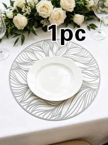 1/4/6pcs Creative Line Wave PVC Gold Foil Placemats & Coasters, Suitable For Home Dining Table Decor, Tea Cup Heat Insulation Pads, Protect Tabletop, Home Kitchen Tea House Coasters, Minimalist Style Coasters, Wedding Holiday Party Coasters - Multicolor - View 10