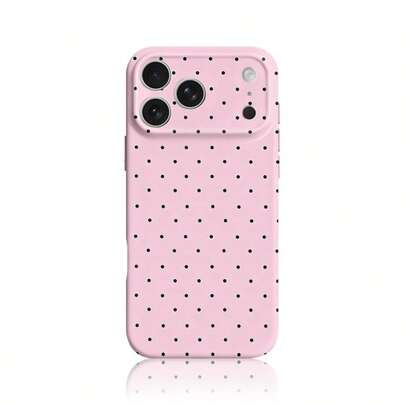 1PC Compatible With Iphone 17ProMax Shockproof Pink Aesthetic Polka Dot Phone Case, Cute Mobile Cover For Girls, Y2K Fashion Accessory For Everyday Use & Travel