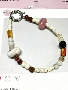 可爱蝴蝶结串珠手机挂绳，短款腕带，INS风钥匙扣吊坠，适用于手机壳和包包，节日毕业教师节礼物，沙滩必备钥匙扣挂饰 - 彩色 - 查看 11