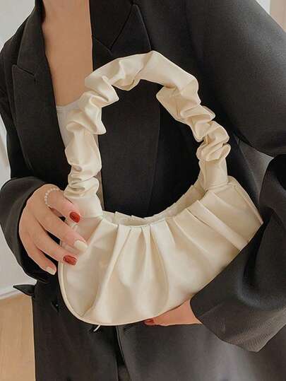2026 New Fashionable Net Colorful Folding Handbag, Shoulder Bag, Crescent Bag For Women, Stylish French Dumpling Bag, Commuter Bag, Pleated Bag, Cloud Bag, Underarm Bag, Shoulder Bag, Rectangular Bag, Lightweight, Portable, Business/Commute/Work/Office, Autumn/Winter Party, Minimalist, Suitable For Female College Students, Postgraduates, Young White-Collar, Gifts For Girlfriends, Mothers, Lovers, Travel Accessories